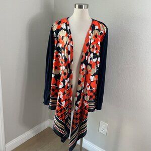 Michael Kors Womens Plus 3X Floral Scarf Wrap Cardigan Long Sleeve Drape Front